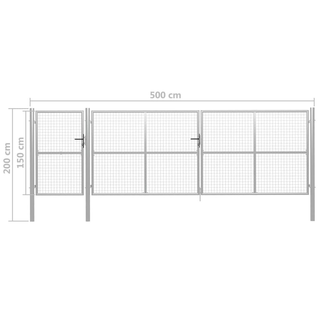 vidaXL Garden Gate Steel 500x150 cm Silver