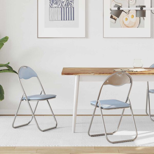 vidaXL Folding Chair 2 pcs Grey 48 x 43.5 x 81 cm Faux Leather