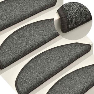 vidaXL Stair mats 15 pcs 56 x 17 x 3 cm Non-Slip Grey and Black