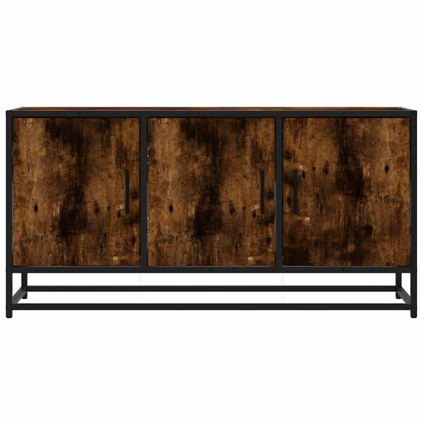 vidaXL TV Cabinet Smoked Oak 100x35x50 cm Engineered Wood and Metal