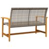 vidaXL Garden Bench Grey 112 cm Poly Rattan and Acacia Wood