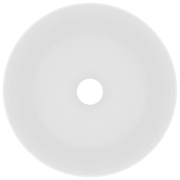 vidaXL Luxury Wash Basin Round Matt White 40x15 cm Ceramic