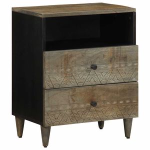 vidaXL Bedside Cabinet Light Grey 50x33x60 cm Solid Wood Mango