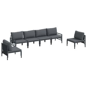 vidaXL Garden Sofa Set 6 pcs Black Steel