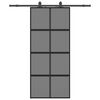 vidaXL Sliding Door with Hardware Set Black 90x205 cm Tempered Glass