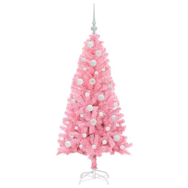 vidaXL Christmas Tree with 150 LEDs with Stand Pink 120 cm PVC