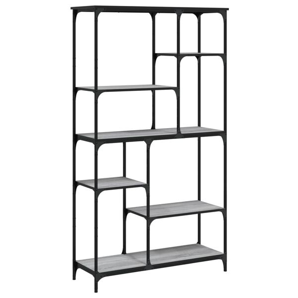 vidaXL Bookshelf Grey Sonoma 99x35.5x176 cm Engineered Wood and Steel