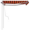 vidaXL Manual Retractable Awning with Posts 3x2.5 m Orange and Brown