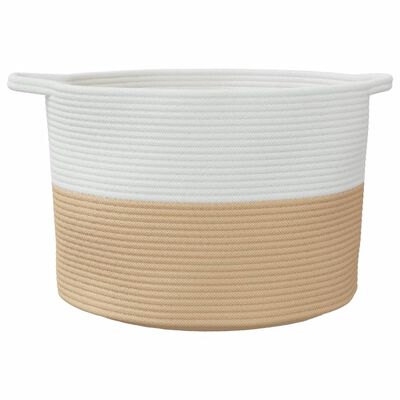 vidaXL Laundry Basket Beige and White Ø55x36 cm Cotton