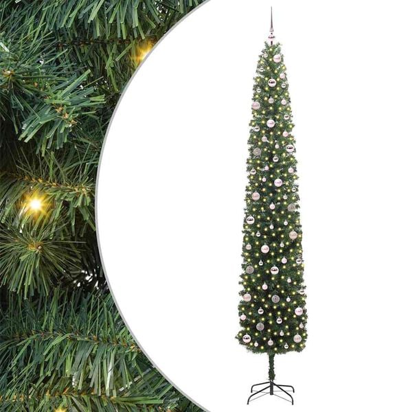 vidaXL Artificial Christmas Tree with 300 LEDs with Stand Green 270 cm