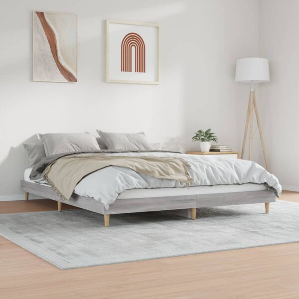 vidaXL Bed Frame without Mattress Grey Sonoma 200x200 cm Engineered Wood