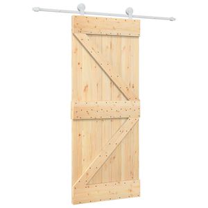 vidaXL Sliding Door Natural and White 85 x 210 cm Solid Pine Wood