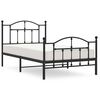 vidaXL Metal Bed Frame without Mattress with Footboard Black 100x190cm