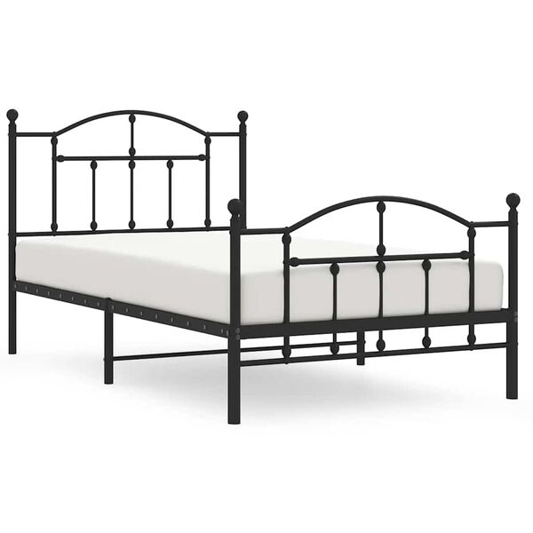 vidaXL Metal Bed Frame without Mattress with Footboard Black 100x190cm