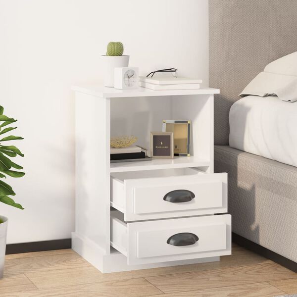 vidaXL Bedside Cabinet High Gloss White 43x36x60 cm