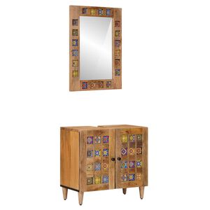 vidaXL Bathroom Furniture Set 2 pcs Natural Solid Mango Wood