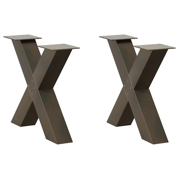 vidaXL Coffee Table Legs X-Shaped 2 pcs Natural Steel 50x(42-43) cm Steel