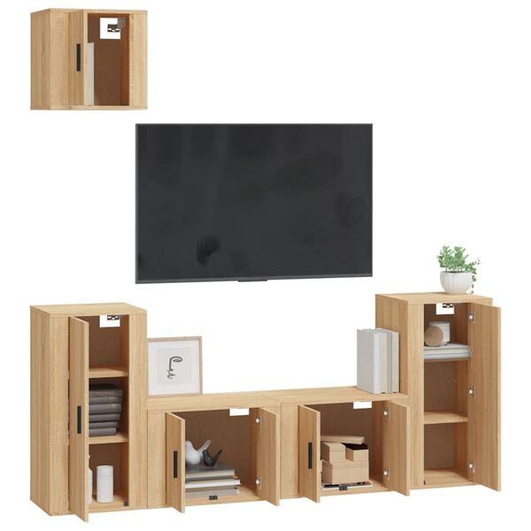 vidaXL 5 Piece TV Cabinet Set Sonoma Oak Engineered Wood
