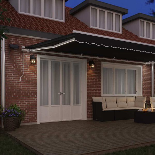 vidaXL Retractable Awning with Manual Black 600 x 300 cm Fabric