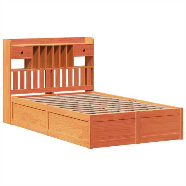 vidaXL Bed Frame without Mattress Wax Brown 120x190 cm Small Double Solid Wood Pine