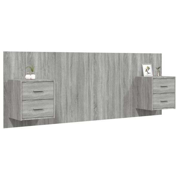 vidaXL Bed Headboard with Cabinets Grey Sonoma Engineered Wood