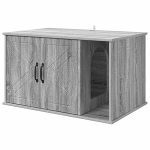 vidaXL Cat House Grey Sonoma 85 x 55 x 50 cm Engineered Wood