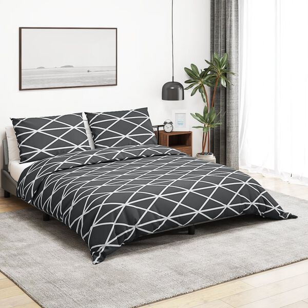vidaXL Duvet Cover Set Grey 200x200 cm Cotton