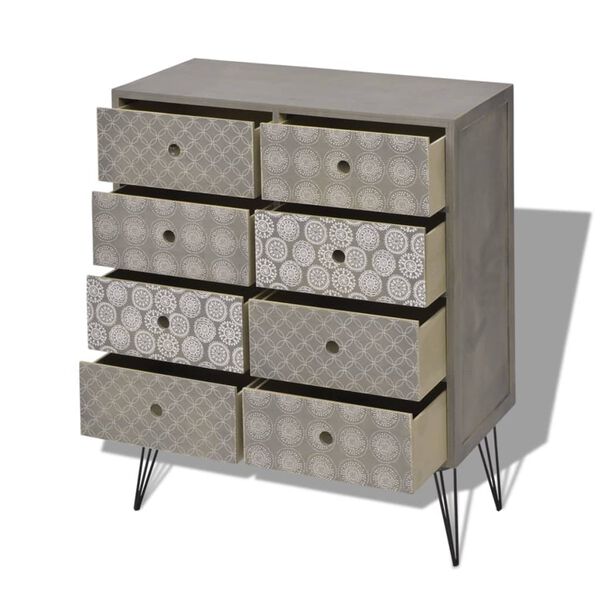 vidaXL Sideboard 8 Drawers Grey
