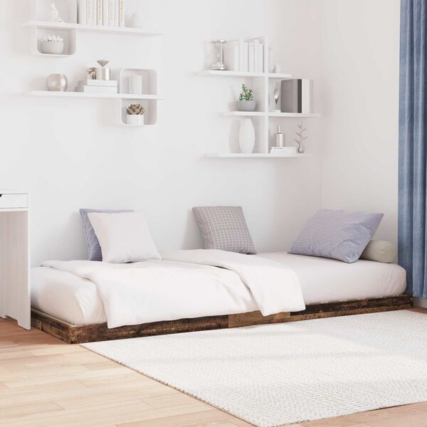vidaXL Floor Bed Frame Old Wood 100 x 200 cm Engineered Wood