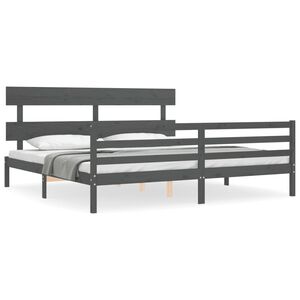 vidaXL Bed Frame without Mattress Grey 200x200 cm Solid Wood