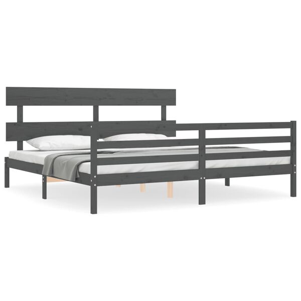 vidaXL Bed Frame without Mattress Grey 200x200 cm Solid Wood