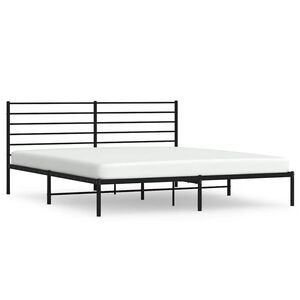 vidaXL Metal Bed Frame without Mattress with Headboard Black 193x203cm