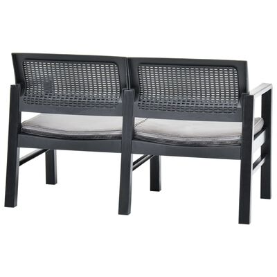 vidaXL 2-Seater Garden Bench with Cushions 133 cm Plastic Anthracite