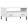 vidaXL Coffee Table with Metal Legs White 85x50x45cm Solid Wood "OSLO