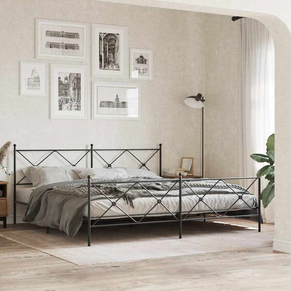 vidaXL Metal Replace Headboard Black 200cm