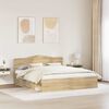 vidaXL Bed Frame with Headboard Sonoma 200 x 200 cm Solid Pine Wood