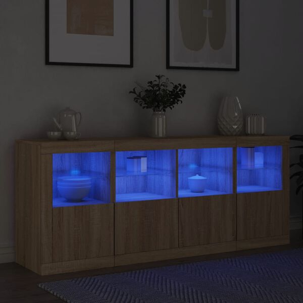vidaXL Sideboard with LED Lights Sonoma Oak 163x37x67 cm