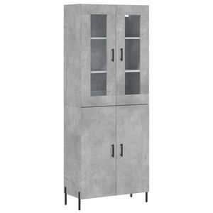 vidaXL Highboard Concrete Grey 69.5x34x180 cm Engineered Wood