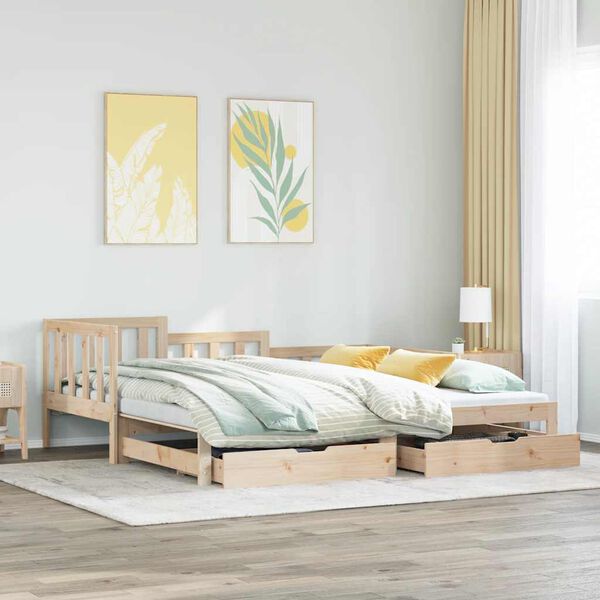 vidaXL Daybed with Trundle and Drawers without Mattress 90x190 cm Single