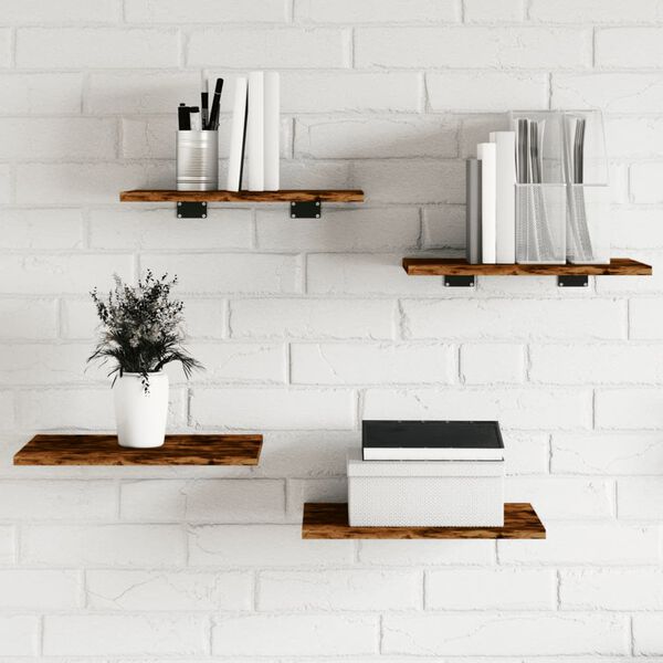 vidaXL Wall Shelves 4 pcs Smoked Oak 40x30x1.5 cm Engineered Wood
