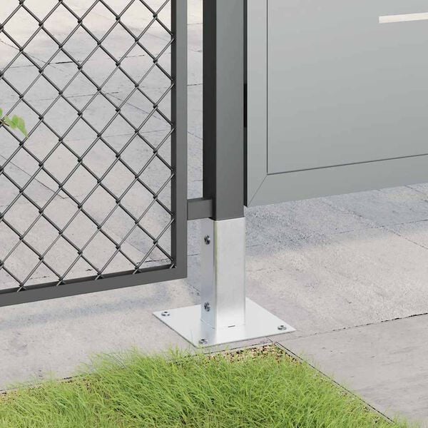 vidaXL Post Bases Square 12 pcs Silver 51x51 mm Galvanised Steel