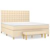 vidaXL Box Spring Bed with Mattress Cream 160x200 cm Fabric