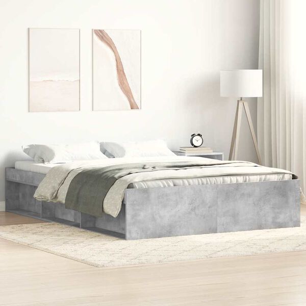 vidaXL Bed Frame without Mattress Concrete Grey 140x200 cm