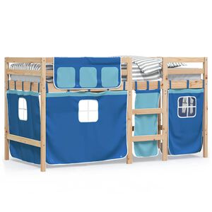 vidaXL Kids' Loft Bed with Curtains without Mattress Blue 90x200 cm
