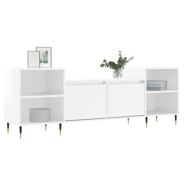 vidaXL TV Cabinet High Gloss White 160x35x55 cm Engineered Wood