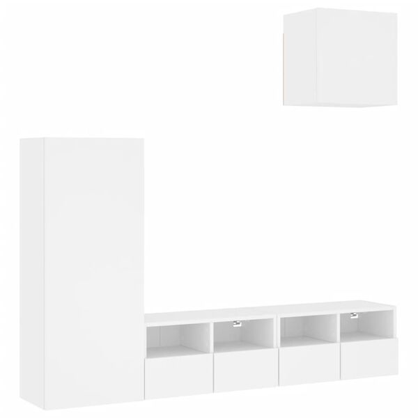 vidaXL 4 Piece TV Wall Units White Engineered Wood