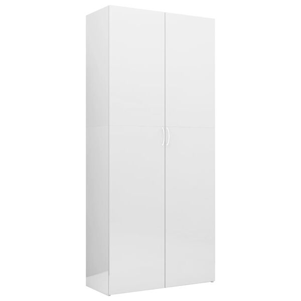 vidaXL Storage Cabinet High Gloss White 80x35.5x180 cm Engineered Wood