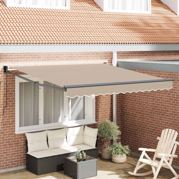 vidaXL Retractable Awning Beige 350 x 250 cm Polyester and Aluminium