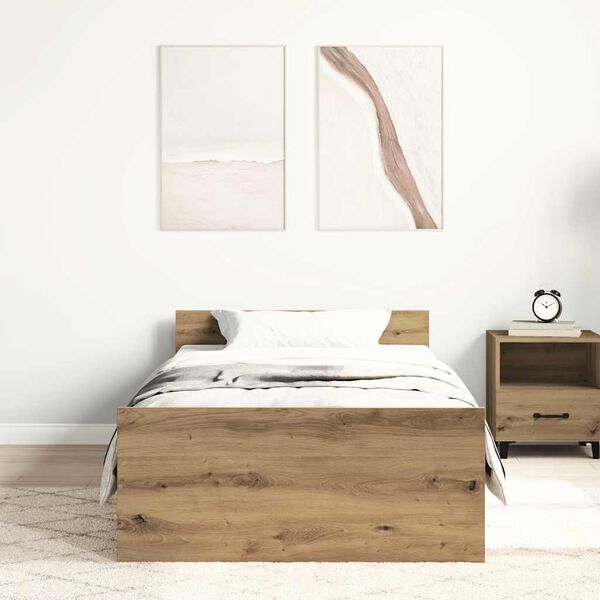 vidaXL Bed Frame without Mattress Artisan Oak 75x190 cm Engineered Wood