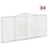 vidaXL Arched Gabion Baskets 4 pcs 400x30x180/200 cm Galvanised Iron